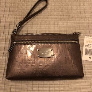 Michael Kors Nickel wristlet NWT